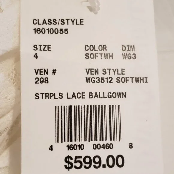 David's Bridal Galina Ballgown Wedding Dress. Sz 4. Soft White - Picture 3 of 5